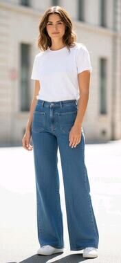 Vintage 70s Sears High-Rise Blue Jeans Size 10 Tall Flare Bell Bottom Pants